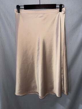 Blashe Champagne Satin Midi Skirt